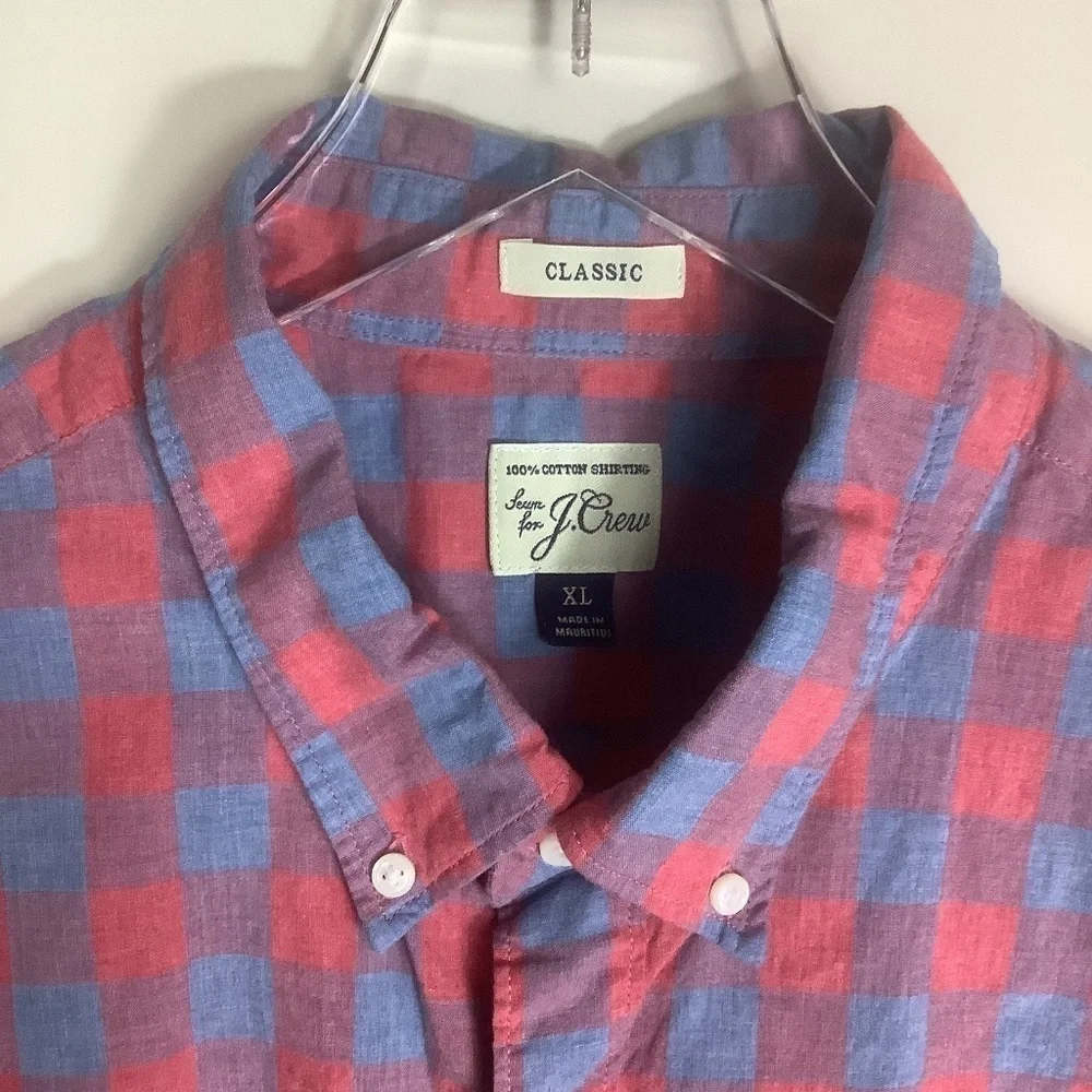 J.Crew Men's‎ Classic Gingham Button Down Short Sleeve Shirt XL